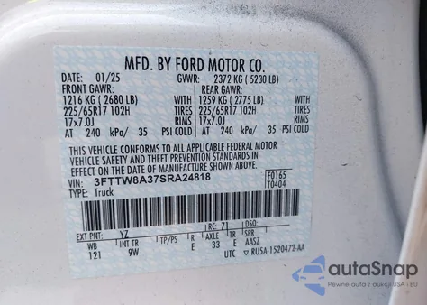 2025 Ford Maverick Xl from USA, damaged, VIN 3FTTW8A37SRA24818